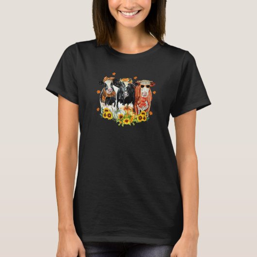 Happy Fall Y'all Heifer Cow Pumpkin Autumn Farm An T-shirt (Voorkant)