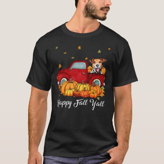 Happy Fall Y'all Jack Russell Terrier Dog Truck Pu T-shirt (Voorkant)