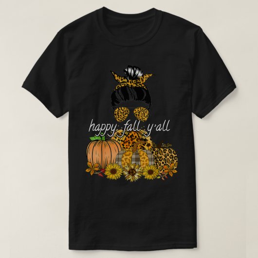 Happy Fall Y'all Leopard pumpkin Autumn mama Wome T-shirt (Design voorkant)