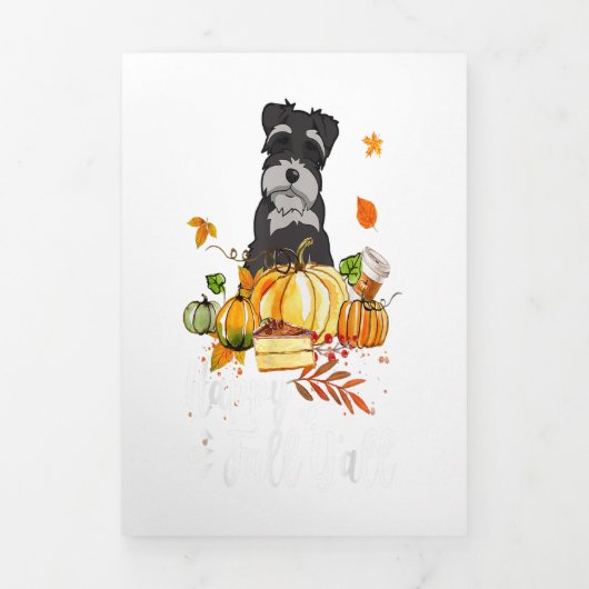 Happy Fall Yall Schnauzer Dog Thanksgiving Drieluik Aankondiging (Cover)