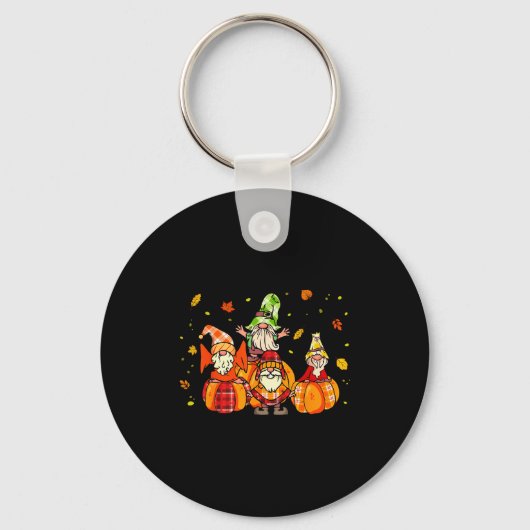 Happy Fall Yall Shirt Buffalo Pumpkin Autumn Gnome Sleutelhanger (Voorkant)