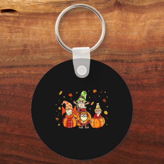 Happy Fall Yall Shirt Buffalo Pumpkin Autumn Gnome Sleutelhanger (Voorkant)