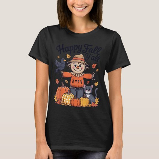 Happy Fall Y'all Thanksgiving Halloween Women Men  T-shirt (Voorkant)