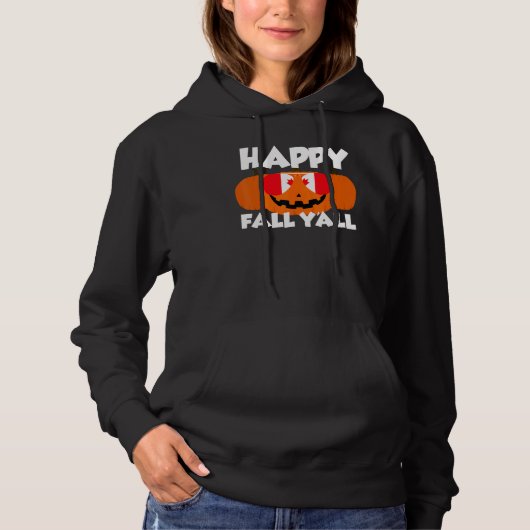 Happy Fall Y'all Thanksgiving Pumpkin Canada Glass Hoodie (Voorkant)