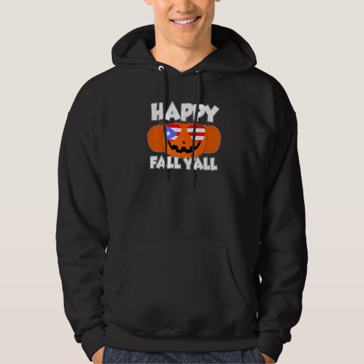 Happy Fall Y'all Thanksgiving Pumpkin Puertorico G Hoodie (Voorkant)