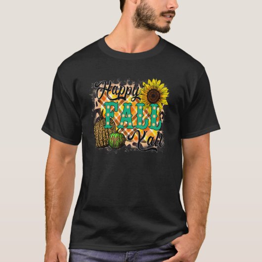 Happy Fall Y'all  Women Men Pumpkin Leopard Cute A T-shirt (Voorkant)