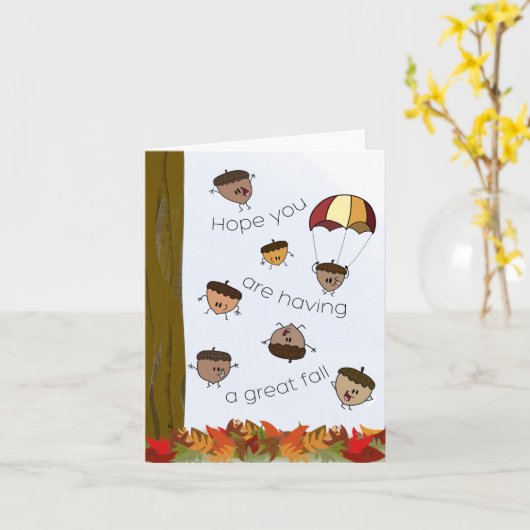 Happy Falling Acorns Kaart (Gele Bloem)