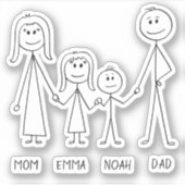Happy Family Cartoon Stickman Hand Illustration Sticker (Voorkant)