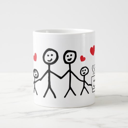 Happy Family Coffee Funny Meme Grote Koffiekop (Voorkant)