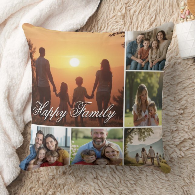 Happy Family Custom Collage Sierkussen (Deken)