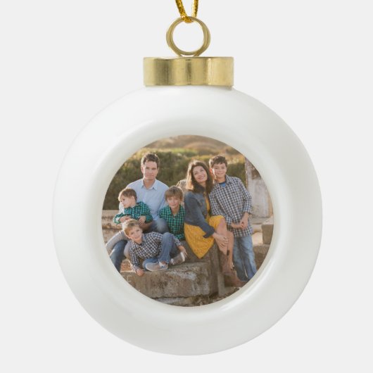 Happy Family Foto Keramische Bal Ornament (Voorkant)
