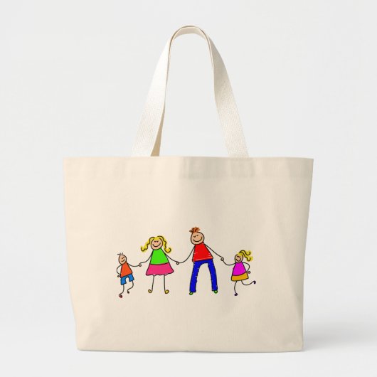 Happy Family Grote Tote Bag (Voorkant)