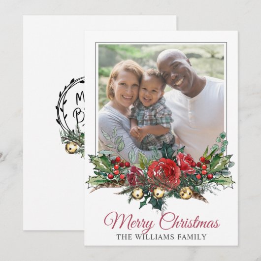 Happy Family Kerstfoto  Feestdagenkaart (Voorkant / Achterkant)