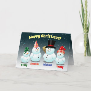 Happy Family of Snowmen Holiday Card Feestdagen Kaart