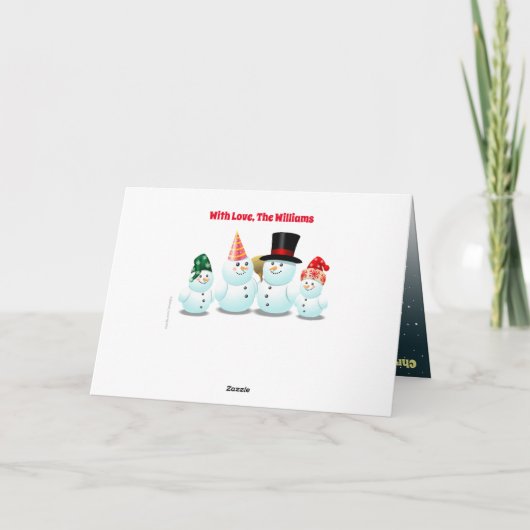 Happy Family of Snowmen Vakantie Kaart (Achterkant)