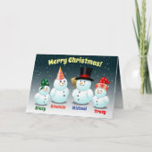 Happy Family of Snowmen Vakantie Kaart (Voorkant)