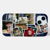 Happy Family Photo Collage Blue Wood Case-Mate iPhone Case (Achterkant (horizontaal))