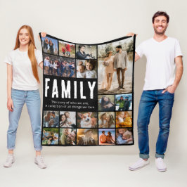 Happy Family Photo Collage Fleece Blanket