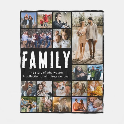 Happy Family Photo Collage Fleece Blanket (Voorkant)