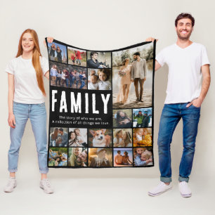 Happy Family Photo Collage Fleece Blanket Deken