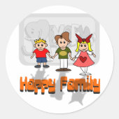 Happy Family Ronde Sticker (Voorkant)