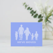 Happy Family Soft Blue New Home Moving Briefkaart (Staand voorkant)