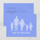 Happy Family Soft Blue New Home Moving Briefkaart (Voorkant / Achterkant)