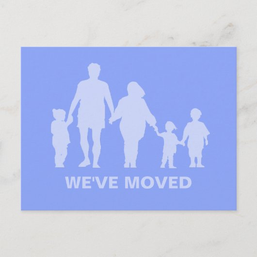 Happy Family Soft Blue New Home Moving Briefkaart (Voorkant)