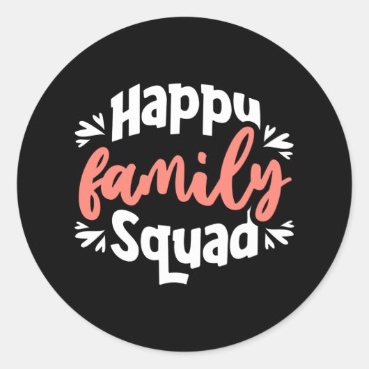Happy Family Squad Ronde Sticker (Voorkant)