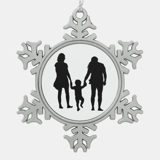 HAPPY FAMILY TIN SNEEUWVLOK ORNAMENT (Voorkant)