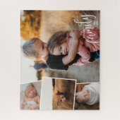 Happy Family Voeg Naam Charmant 4 Fotocollage Legpuzzel (Verticaal)