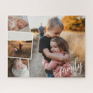 Happy Family Voeg Naam Charmant 4 Fotocollage Legpuzzel