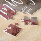 Happy Family Voeg Naam Charmant 4 Fotocollage Legpuzzel (Zijkant)