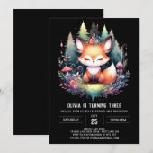 Happy Fantasy Fox Verjaardag digitaal Kaart (Voorkant / Achterkant)