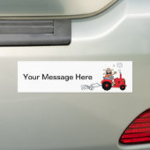 Happy Farmer die een Tractor gebruikt Bumpersticker (Op auto)