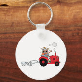 Happy Farmer die een Tractor gebruikt Sleutelhanger (Voorkant)
