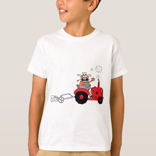 Happy Farmer die een Tractor gebruikt T-shirt (Voorkant)