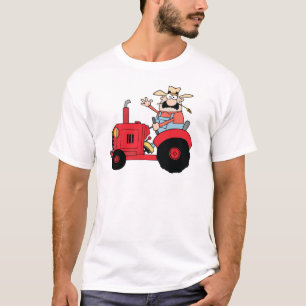 Happy Farmer in Red Tractor die een groet afzwaait T-shirt