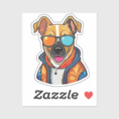 happy fashionable dog sticker (Vel)