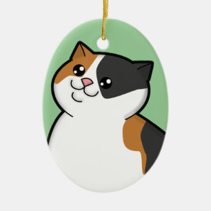 Happy Fat Calico Cat Keepomwille Ornament