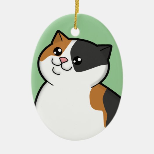 Happy Fat Calico Cat Keepomwille Ornament (Voorkant)