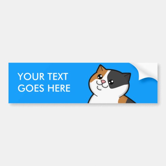 Happy Fat Calico Cat Persoonlijke Bumpersticker (Voorkant)