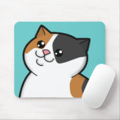 Happy Fat Calico Tabby Cat Mousepad Muismat (Met muis)