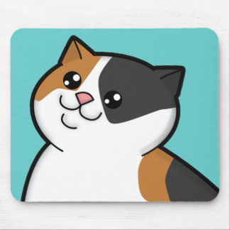 Happy Fat Calico Tabby Cat Mousepad Muismat