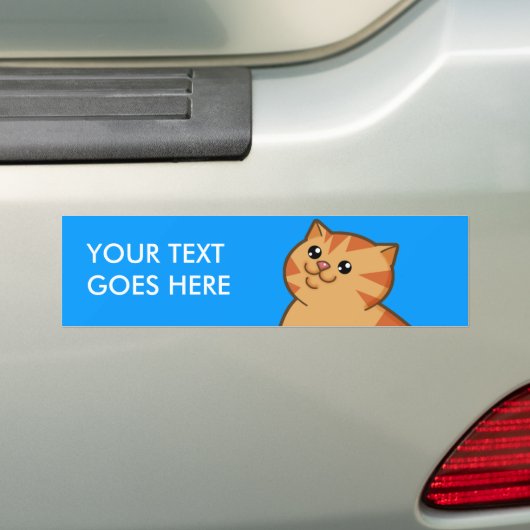 Happy Fat Oranje Cat Bumpersticker (Op auto)