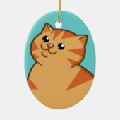 Happy Fat Oranje Cat Keepomwille Ornament (oval) (Voorkant)