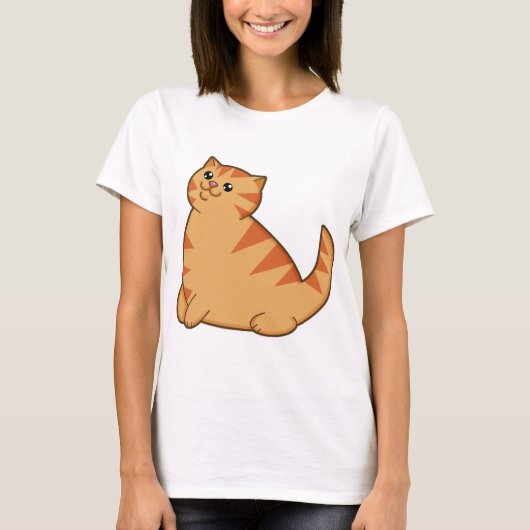 Happy Fat Oranje Cat T-shirt (Voorkant)