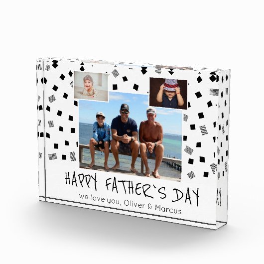 Happy Father Day Black White Pattern 3 Fotoblokken (Rechts)