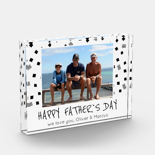 Happy Father Day Black White Pattern Fotoblokken (Links)