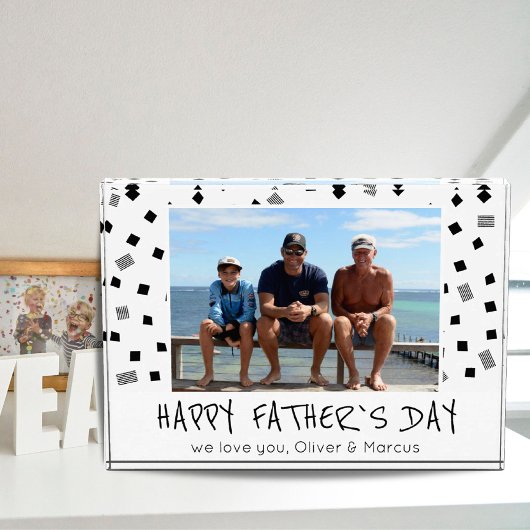 Happy Father Day Black White Pattern Fotoblokken
